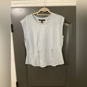 White House Black Market Light Blue Muscle Tee with lacing accents